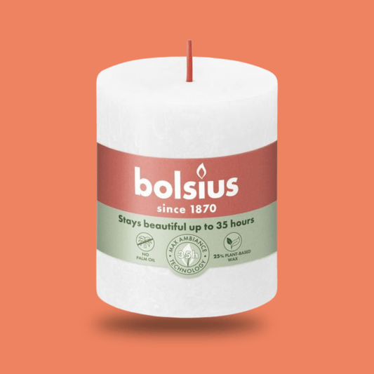 Bolsius Rustik Blok Sütun Mum - Silindir Şeklinde - Bulut Beyazı Renkli - 35 Saat Uzun Yanma Süresi - Ev Dekorasyonu - Kokusuz - Doğal Vegan Özler - 6,6 cm - 8 cm - Herseyben.deAmbiansBlok Mumlar