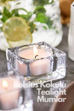 Elma Tarçın Kokulu Tealight Mum, Kırmızı Renkli, 6'lı Paket, 4 Saatlik Yanma Süresi - Ev Mumu - İç Dekorasyon - Doğal Özler - Doğal Vegan Balmumu İçerir - Palmiye Yağı İçermez - Herseyben.dealkolsüz kokuAmbians