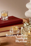 Elma Tarçın Kokulu Tealight Mum, Kırmızı Renkli, 6'lı Paket, 4 Saatlik Yanma Süresi - Ev Mumu - İç Dekorasyon - Doğal Özler - Doğal Vegan Balmumu İçerir - Palmiye Yağı İçermez - Herseyben.dealkolsüz kokuAmbians