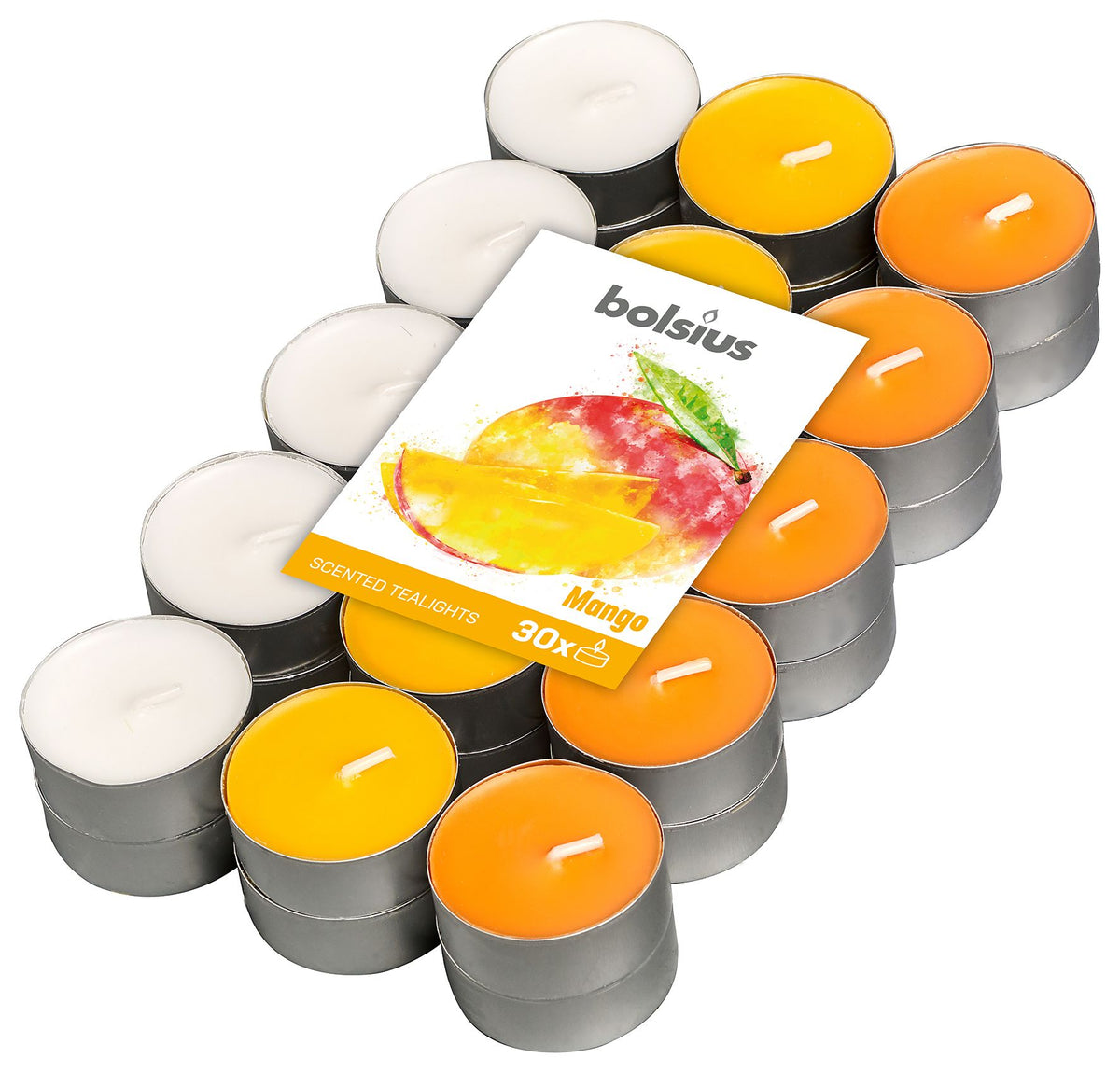 Mango Kokulu, Karışık Renkli 4 Saat Yanma, Tealight Mum (30'lu Paket) - Herseyben.deAmbiansbolsius